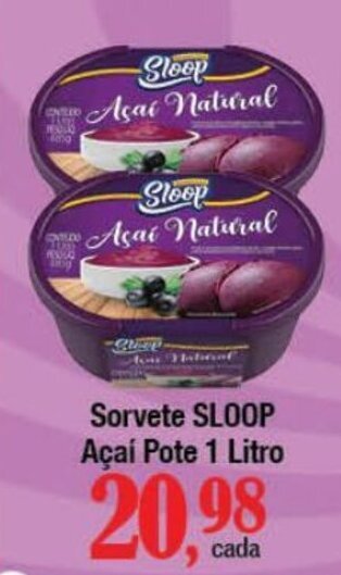 Supermercados Unidos Sorvete SLOOP Açaí Pote 1 Litro oferta