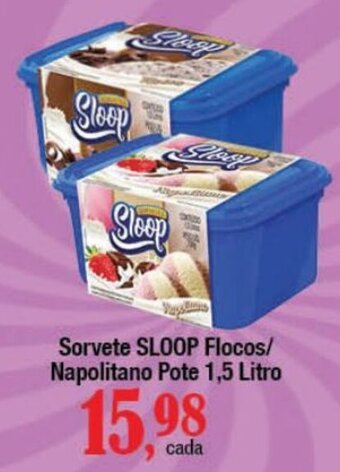 Supermercados Unidos Sorvete SLOOP Flocos/ Napolitano Pote 1,5 Litro oferta