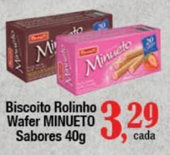 Supermercados Unidos Biscoito Rolinho Wafer MINUETO Sabores 40g oferta