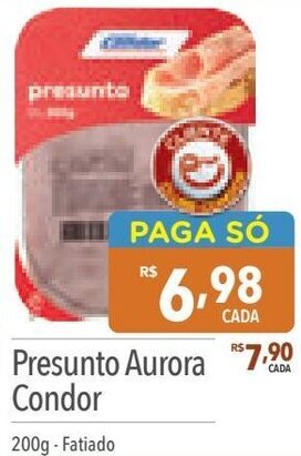 Supermercados Condor Presunto Aurora Condor 200g-Fatiado oferta