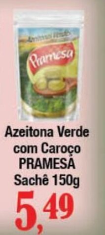 Supermercados Unidos Azeitona Verde com Caroço PRAMESA Sachê 150g oferta