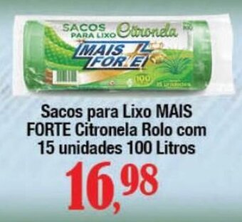 Supermercados Unidos Sacos para Lixo MAIS FORTE Citronela Rolo com 15 unidades 100 Litros oferta