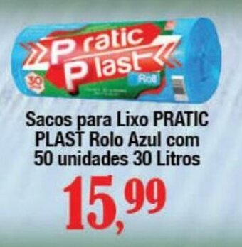 Supermercados Unidos Sacos para Lixo PRATIC PLAST Rolo Azul com 50 unidades 30 Litros oferta