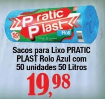 Supermercados Unidos Sacos para Lixo PRATIC PLAST Rolo Azul com 50 unidades 50 Litros oferta