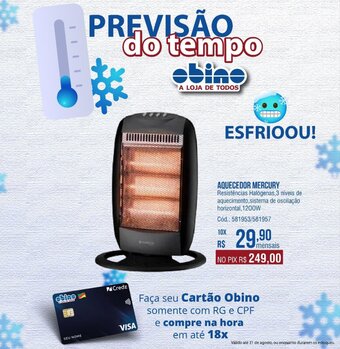 Lojas Obino AQUECEDOR MERCURY oferta
