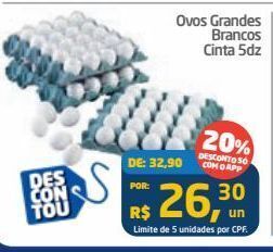 Tenda Atacado Ovos grandes brancos cinta 5dz oferta