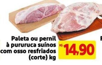 Extra Supermercado Paleta ou pernil à pururuca suínos com osso resfriados (corte) kg oferta