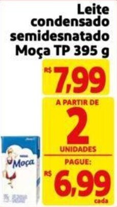 Leite condensado semidesnatado Moça TP 395 g