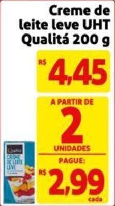 Extra Supermercado Creme de leite leve UHT Qualitá 200 g oferta
