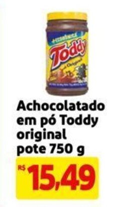 Extra Supermercado Achocolatado em pó Toddy original pote 750 g oferta