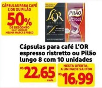 Cápsulas para café L'OR espresso ristretto ou Pilão lungo 8 com 10 unidades