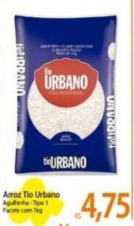 Atacadão Arroz Tio Urbano Agulhinha-Tipo 1 Pacote com 1kg oferta