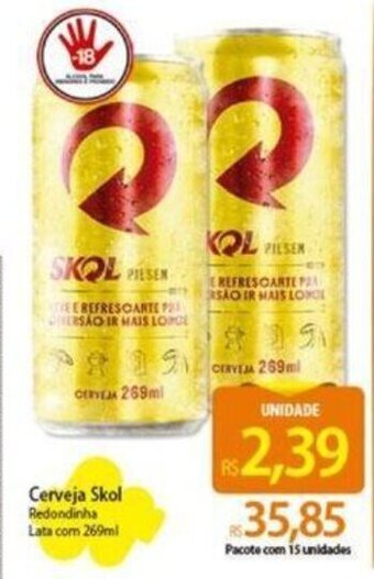 Atacadão Cerveja Skol Redondinha Lata com 269ml oferta