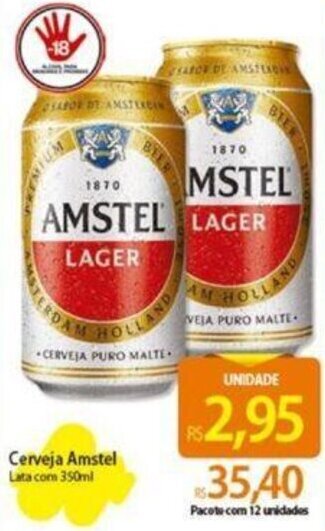 Atacadão Cerveja Amstel Lata com 350ml oferta