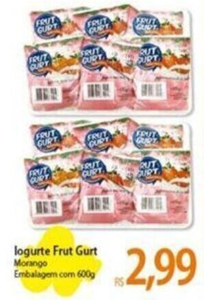 Atacadão logurte Frut Gurt Morango Embalagem com 600g oferta