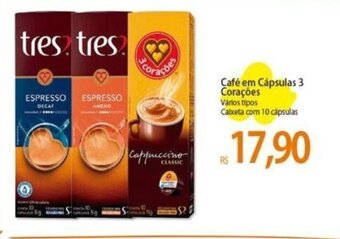 Atacadão Café em Cápsulas 3 Corações Vários tipos Caixeta com 10 cápsulas oferta