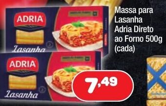 Costazul Supermercados Massa para Lasanha Adria Direto ao Forno 500g (cada) oferta