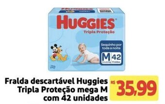 Extra Supermercado Fralda descartável Huggies Tripla Proteção mega M com 42 unidades oferta