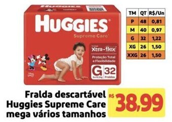 Fralda descartável Huggies Supreme Care mega vários tamanhos