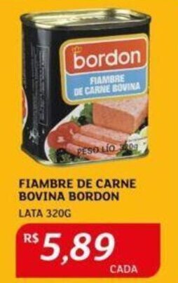 Assaí Atacadista FIAMBRE DE CARNE BOVINA BORDON LATA 320G oferta