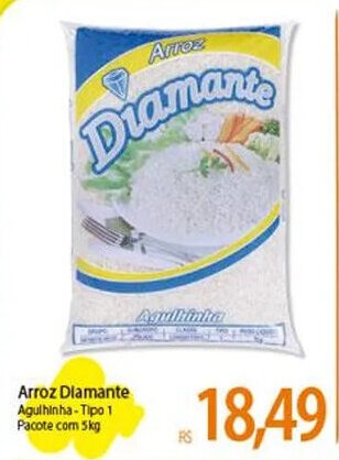 Arroz Diamante Agulhinha-Tipo 1 Pacote com 5kg