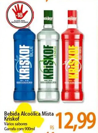 Bebida Alcoólica Mista Kriskof Vários sabores Garrafa com 900ml