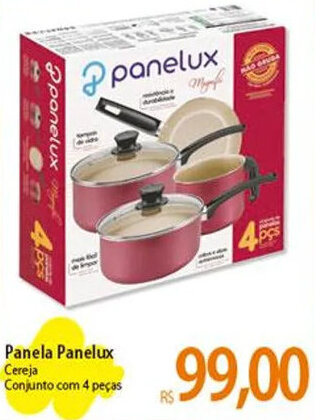 Atacadão Panela Panelux Cereja Conjunto com 4 peças oferta