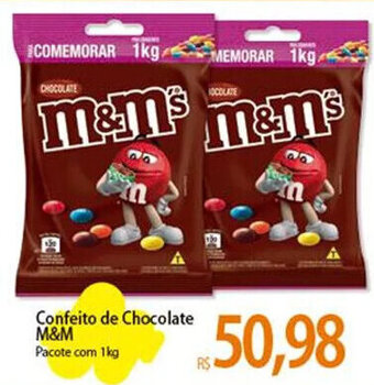 Confeito de Chocolate M&M Pacote com 1kg