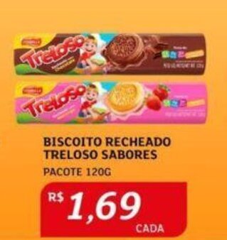 Assaí Atacadista BISCOITO RECHEADO TRELOSO SABORES PACOTE 120G oferta