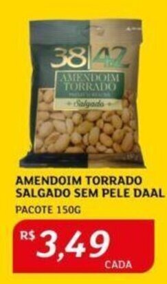 Assaí Atacadista AMENDOIM TORRADO SALGADO SEM PELE DAAL PACOTE 150G oferta
