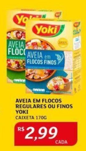 Assaí Atacadista AVEIA EM FLOCOS REGULARES OU FINOS YOKI CAIXETA 170G oferta