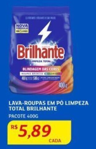 Assaí Atacadista LAVA-ROUPAS EM PÓ LIMPEZA TOTAL BRILHANTE PACOTE 400G oferta