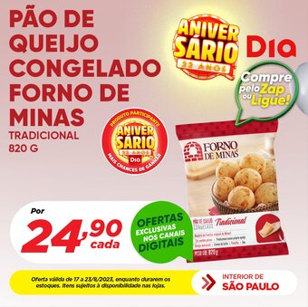 Dia PÃO DE QUEIJO CONGELADO FORNO DE MINAS TRADICIONAL 820 G oferta