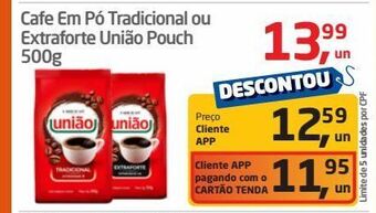 Tenda Atacado Cafe em pó tradicional ou extraforte união pouch 500g oferta