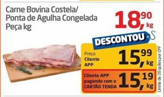 Tenda Atacado Carne bovina costela/ ponta de agulha congelada peça kg oferta