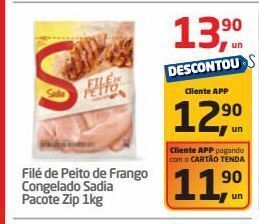 Tenda Atacado Filé de peito de frango congelado sadia pacote zip 1kg oferta