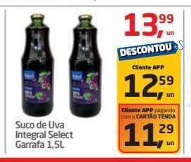 Tenda Atacado Suco de uva integral select garrafa 1,5l oferta