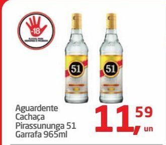Tenda Atacado Aguardente cachaça pirassununga 51 garrafa 965ml oferta