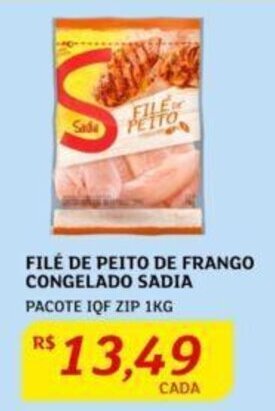 Assaí Atacadista FILÉ DE PEITO DE FRANGO CONGELADO SADIA PACOTE IQF ZIP 1KG oferta