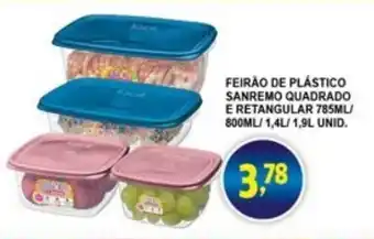 Feirao de Plastico Sanremo Quadrado e Retangular 785ml/800ml