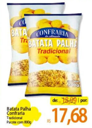 Atacadão Batata Palha Confraria Tradicional Pacote com 800g oferta