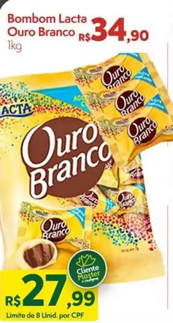 Master Supermercados Bombom Lacta Ouro Branco 1kg oferta