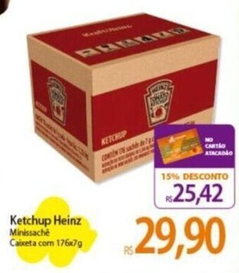 Atacadão Ketchup Heinz Minissache Caixeta com 176x7g oferta