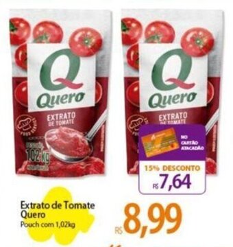 Atacadão Extrato de Tomate Quero Pouch com 1,02kg oferta