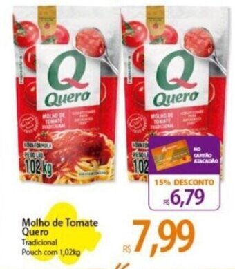 Atacadão Molho de Tomate Quero Tradicional Pouch com 1,02kg oferta