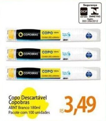 Atacadão Copo Descartável Copobras ABNT Branco 180ml Pacote com 100 unidades oferta