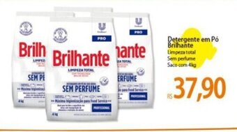 Atacadão Detergente em Pó Brilhante Limpeza total Sem perfume Saco com 4kg oferta
