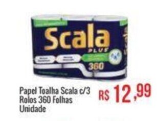 Papel Toalha Scala c/3 Rolos 360 Folhas Unidade