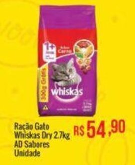 Mart Minas Ração Gato Whiskas Dry 27kg AD Sabores Unidade oferta