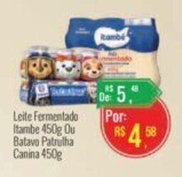 Mart Minas Leite Fermentado Itambe 450g Ou Batavo Patrulha Canina 450g oferta